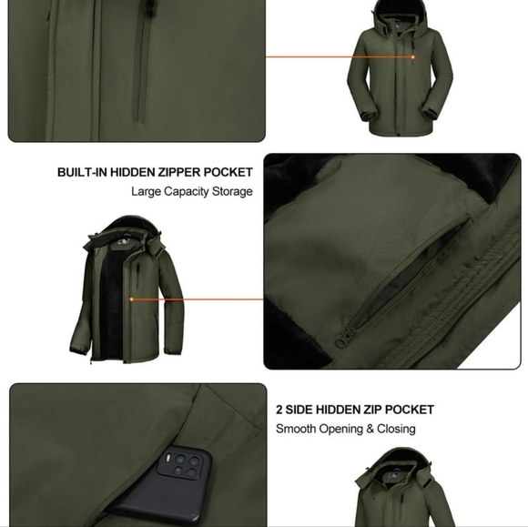 CAMEL Mens Ski Jacket Fleece Trekking Winter Coat Snow Jacket - Picture 4 of 5